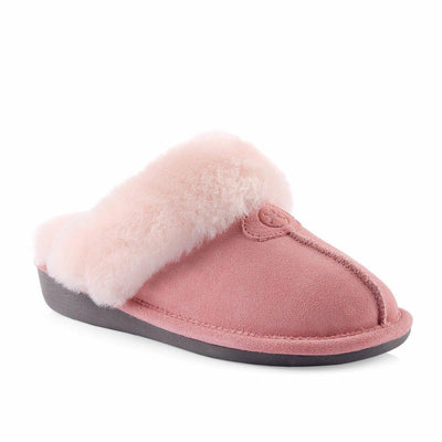 Women's Classic Suede Sheepskin Slippers Pink : Fen-Ladies
